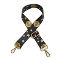 Bandoulière réglable noire avec étoiles dorées et crochets métalliques pour sacs - Noir