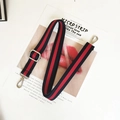 Adjustable striped shoulder strap with red and green webbing and silver metal lobster clasps - Blue Red Blue Silver Buckle