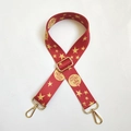 Bandoulière réglable en tissu rouge avec motifs étoiles dorées et boucles métal - Rouge