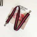 Adjustable red and black striped nylon shoulder strap with gunmetal hardware for bags - Blue Red Blue Gunmetal Buckle