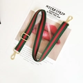 Adjustable green and red striped shoulder strap with gold metal lobster clasps - Green Red Green Gold Buckle