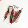 Adjustable green and red striped nylon shoulder strap with silver metal hooks for bags - Green Red Green Silver Buckle