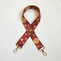 Adjustable burgundy shoulder strap with gold star pattern and metal lobster clasps - Burgundy