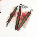 Adjustable green and red striped canvas shoulder strap with dark grey metal hooks - Green Red Green Gunmetal Buckle