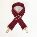 Adjustable wide replacement bag strap with red and black geometric weave and gold hooks - Burgundy / Silver Clasp