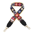 Adjustable crossbody bag strap with colorful floral print and gold metal hooks - Silver Clasp / Floral with Black Trim