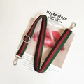Adjustable green and red striped shoulder strap with silver metal lobster clasps - Green Red Black Silver Buckle