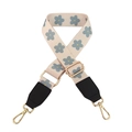 Adjustable floral canvas bag strap with gold metal hardware and blue flower pattern - Silver Clasp / Cream Flower with Black Trim