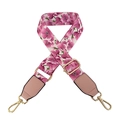 Pink cherry blossom adjustable shoulder strap with gold metal hooks and faux leather - Silver Clasp / Pink Flower with Pink Trim