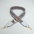 Adjustable wide replacement bag strap with red, black, and white checkered woven pattern - Contrast Black with White Leather