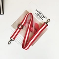 Adjustable red and white striped fabric bag strap with gunmetal hardware details - Red White Red Gunmetal Buckle
