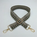 Colorful geometric woven shoulder strap for bags with adjustable gold metal buckle - Silver Clasp / No. 8 Green
