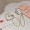 Custodia AirPods di lusso con strass colorati, cinturino di perle e fiocco in argento - Trasparente Glitter Stella Marina Fiocco Catena / AirPods 1ª/2ª generazione