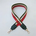 Tracolla regolabile in tessuto a righe rétro con pelle PU verde e ganci d'oro - Stile 1 Verde