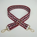 Ethno-Taschengurt mit rot-schwarz-weißen Mustern und goldenen Metallschnallen-Zubehör - Silber Schnalle / Rote Kreise Druck