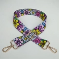 Adjustable colorful floral print bag strap with golden metal swivel hooks and buckles - Colorful Flowers Print