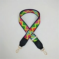 Adjustable woven replacement strap with colorful zigzag pattern and gold metal hooks - Blue Border Ethnic