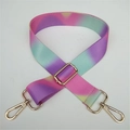 Adjustable bag strap with pink purple teal gradient and gold metal lobster clasps - Pink Ribbon