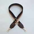 Adjustable wide replacement bag strap with vintage brown striped pattern and gold hardware - Style 5 Coffee