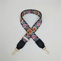 Adjustable bohemian floral handbag strap with golden swivel hooks and leather ends - Cartoon