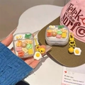 Glitzer-Schutzhülle für Airpods Pro mit Cartoon-Hot-Dog, Gemüse und passendem Anhänger - AirPods 1/2. Generation / Transparenter Glitzer-Hotpot (Mit Ei-Anhänger)