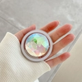 Detail of luxury rhinestone phone socket with iridescent diamond texture and round frame - Magnetic Large Rhinestone-Multicolor