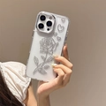 Custodia iPhone trasparente di lusso con design a rosa di strass per donna - Punto Trapano Cuore Rosa (Cornice Galvanizzata) / iPhone 17 Pro Max