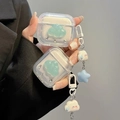 Custodia AirPods trasparente con nuvole 3D blu, ciondoli a stella e cristalli - Ciondolo Nuvola Glitter (Trasparente) / AirPods 1ª/2ª generazione