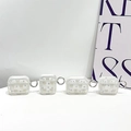 Custodia AirPods Pro glitterata con fiocco d'argento, perle e anello portachiavi - Glitter Trasparente Fiocco Perline Argento / AirPods 1ª/2ª generazione