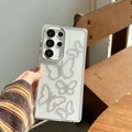 Detail der klaren Samsung S24 Ultra Hülle mit funkelnden Strasssteinen und Schmetterlingen - Strass Hohler Schmetterling (Samsung A16)