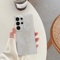 Transparente Samsung Galaxy Hülle mit weißen Strassrosen und 3D-Herzen in der Hand - Galvanisierter Rahmen-Strass Herz Rose / Samsung A16