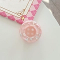 Macro shot of cute light pink translucent resin phone socket button with cloud patterns - Adhesive Large Button Cloud Pearlescent / Pink
