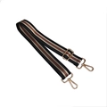 Adjustable black nylon shoulder strap with classic green and red stripes and gold metal hooks - Black Stripe