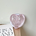 Detail showing pink glitter heart phone socket with sparkling resin texture and 3D design - Large Crooked Heart - Dot Glitter - Magnetic / Transparent Pink