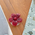 Macro detail of dark red 3D flower phone socket with unique fruit-like resin texture - Cherry Blossom Socket - Ink Style - Rose Red