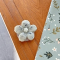 Detailed macro view of 3D flower phone grip stand with marble texture and floral motifs - Cherry Blossom Socket - Ink Style - Off White