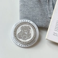 Detail of magnetic bear phone grip with rhinestones and Gift For You text design - Magnetic Model / White