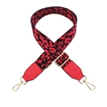Verstellbarer roter Schultergurt mit Leopardenmuster, Lederenden und Goldclips - Rot