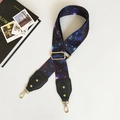 Adjustable crossbody strap with starry sky pattern and golden metal swivel clasps - Universe with Black Leather