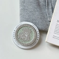 Close-up of mint green magnetic phone socket with rhinestone bear and Gift For You text - Magnetic Model / Green