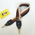 Verstellbarer breiter gestreifter Schultergurt mit Retro-Muster und goldenen Metallschnallen - Schwarz-Brauner Streifen (Schwarz)