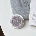 Macro shot of bear pattern phone socket with purple texture and crystal rhinestones - Magnetic Model / Purple