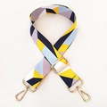 Detail of geometric pattern woven shoulder strap with gold metal swivel lobster hooks - Geometric Patchwork / Silver Clasp