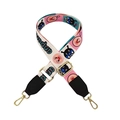 Colorful Anpanman cartoon wide shoulder strap with golden metal lobster clasps - White Cartoon with Black Leather
