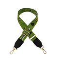 Adjustable canvas shoulder strap featuring cute green avocado prints and gold metal hooks - Green Cartoon with Black Leather