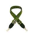 Adjustable green nylon strap with cartoon avocado print and gold metal swivel snap hooks - Green Cartoon with Green Leather