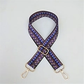 Close-up of geometric patterned strap with gold metal buckles and lobster clasps - Blue Checkered