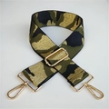 Adjustable camouflage bag strap with metallic gold thread and polished gold-tone hardware - Green Camouflage