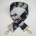 5cm wide camo star pattern bag strap in black and grey with gold lobster clasps - Silver Camouflage