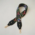 Adjustable wide replacement bag strap with colorful butterfly pattern and gold hardware - Butterfly Black